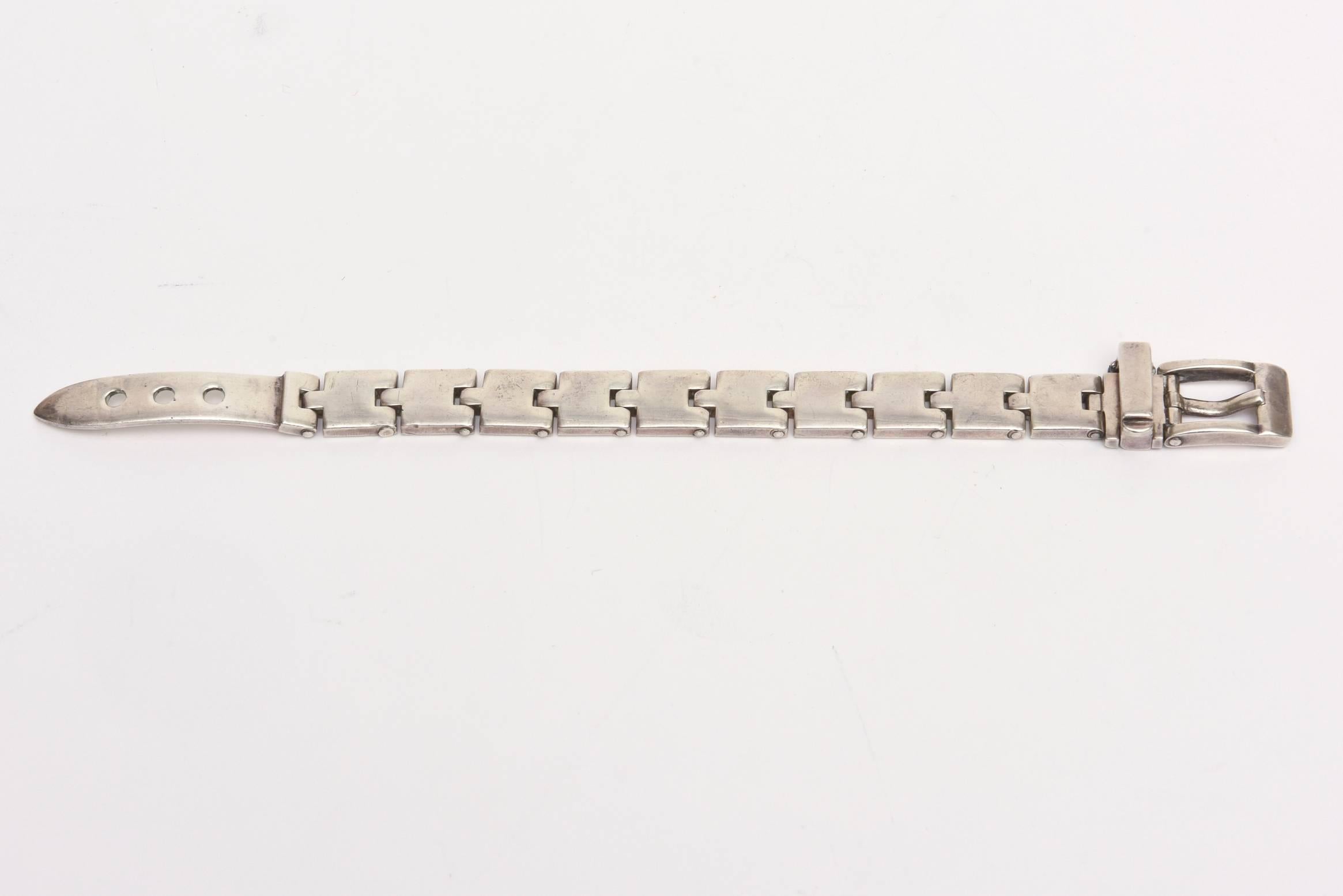 Vintage Sterling Silber Schnalle Armband im Zustand „Gut“ im Angebot in North Miami, FL