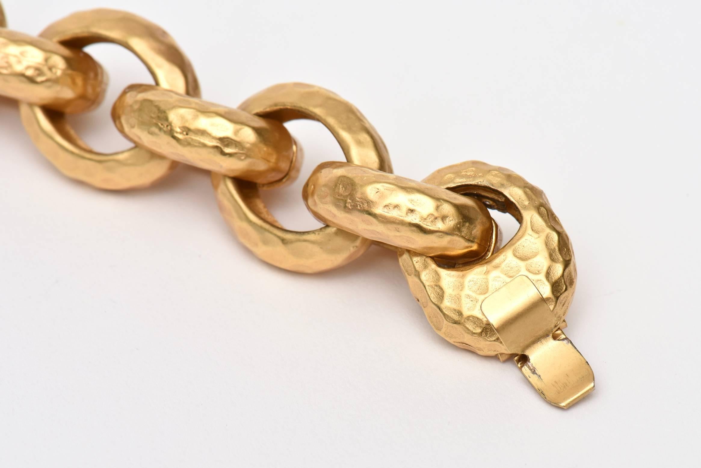 Modern Hand Hammered Gold Plated Link/Chain Bracelet