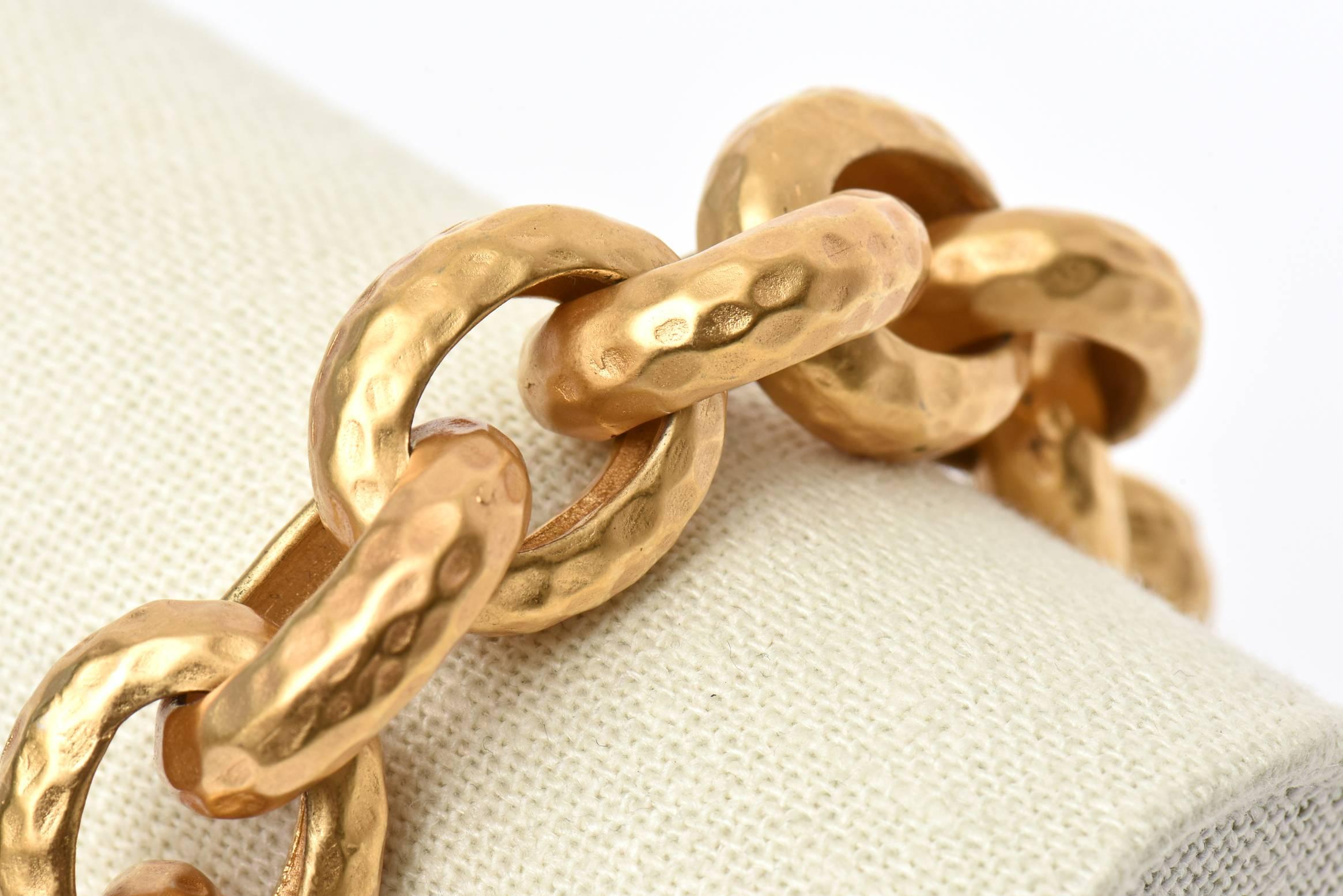 Hand Hammered Gold Plated Link/Chain Bracelet at 1stDibs | gold plated ...