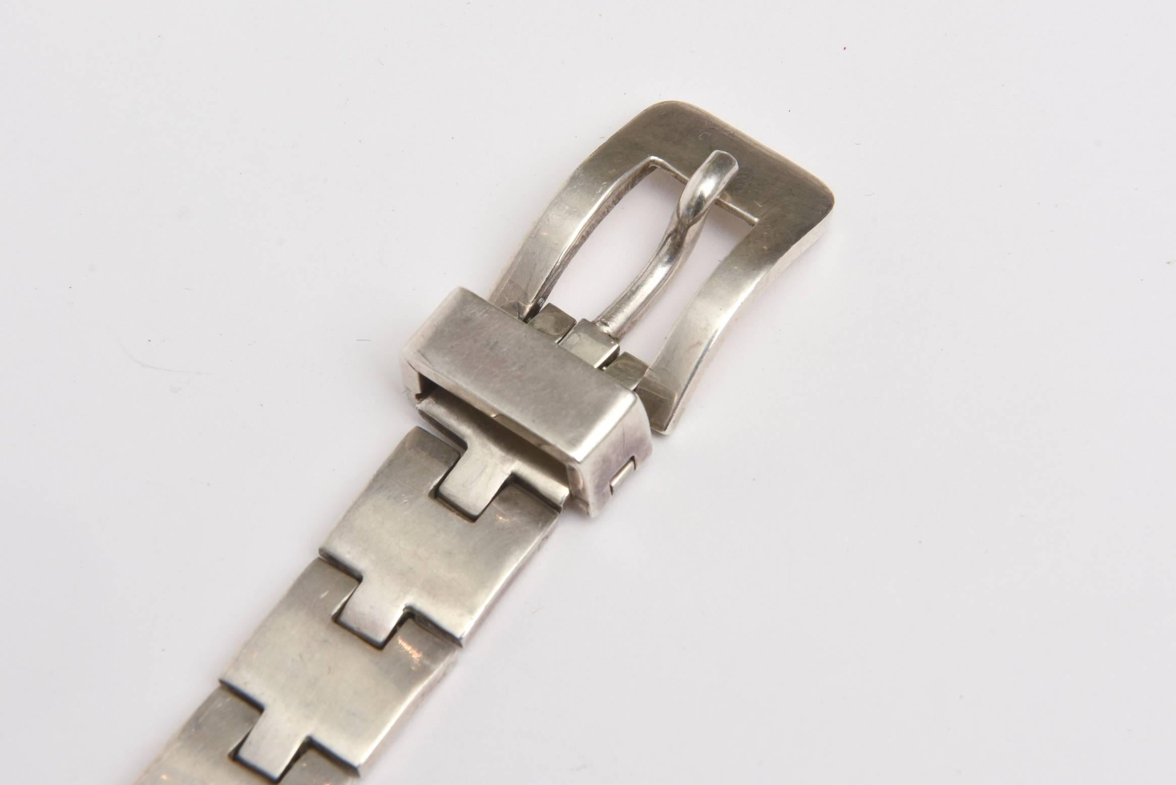 silver buckle bracelet vintage