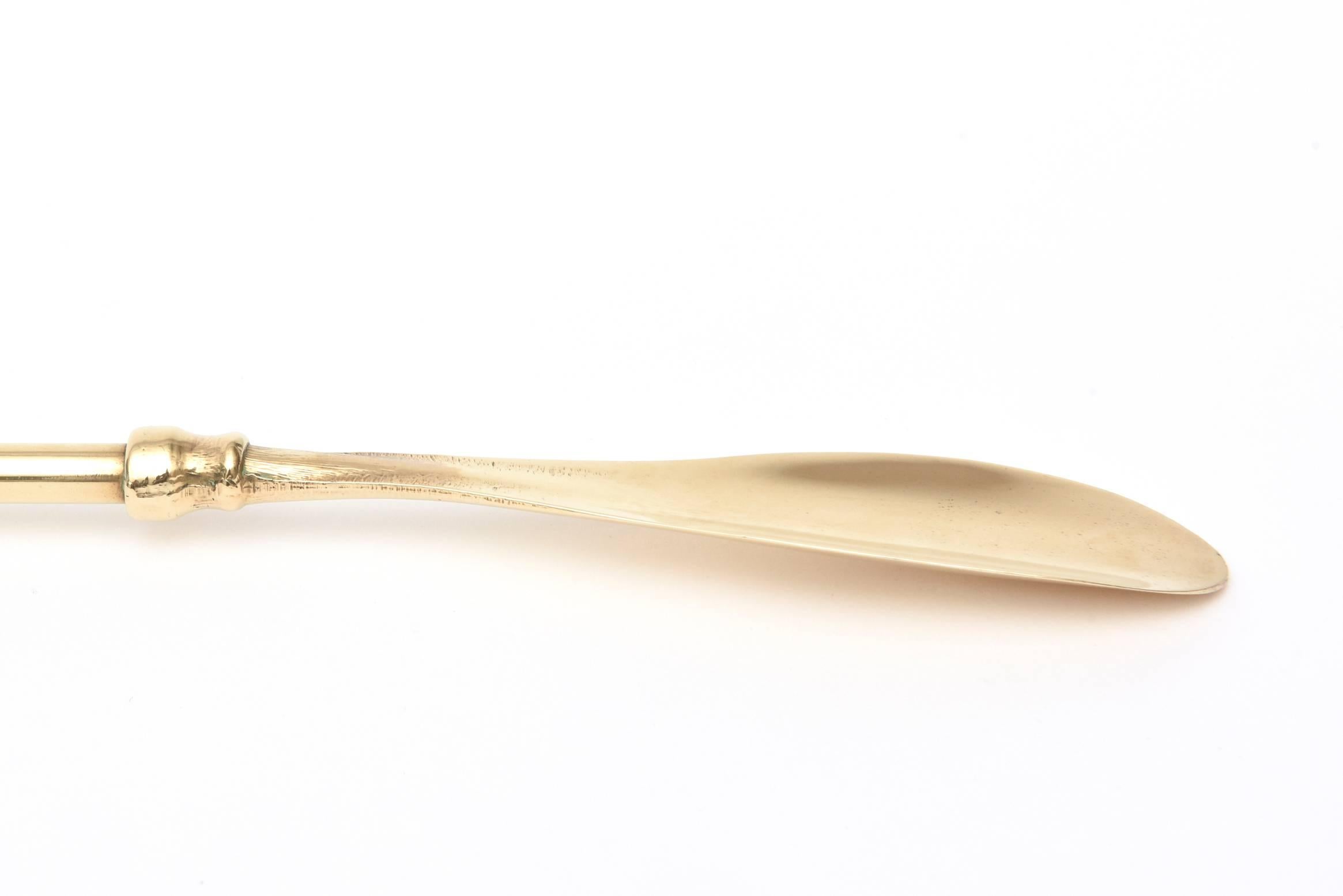 Beige Vintage Mid Century English Solid Brass Horse Head Long Shoehorn