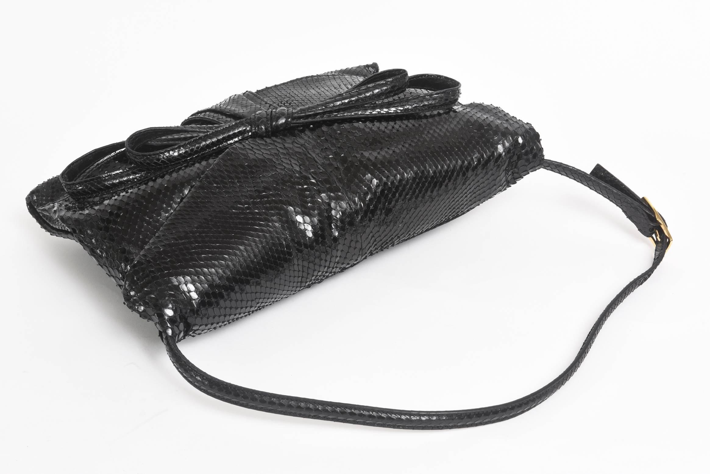 Women's  Valentino Black Python Bag Or Clutch For Sale