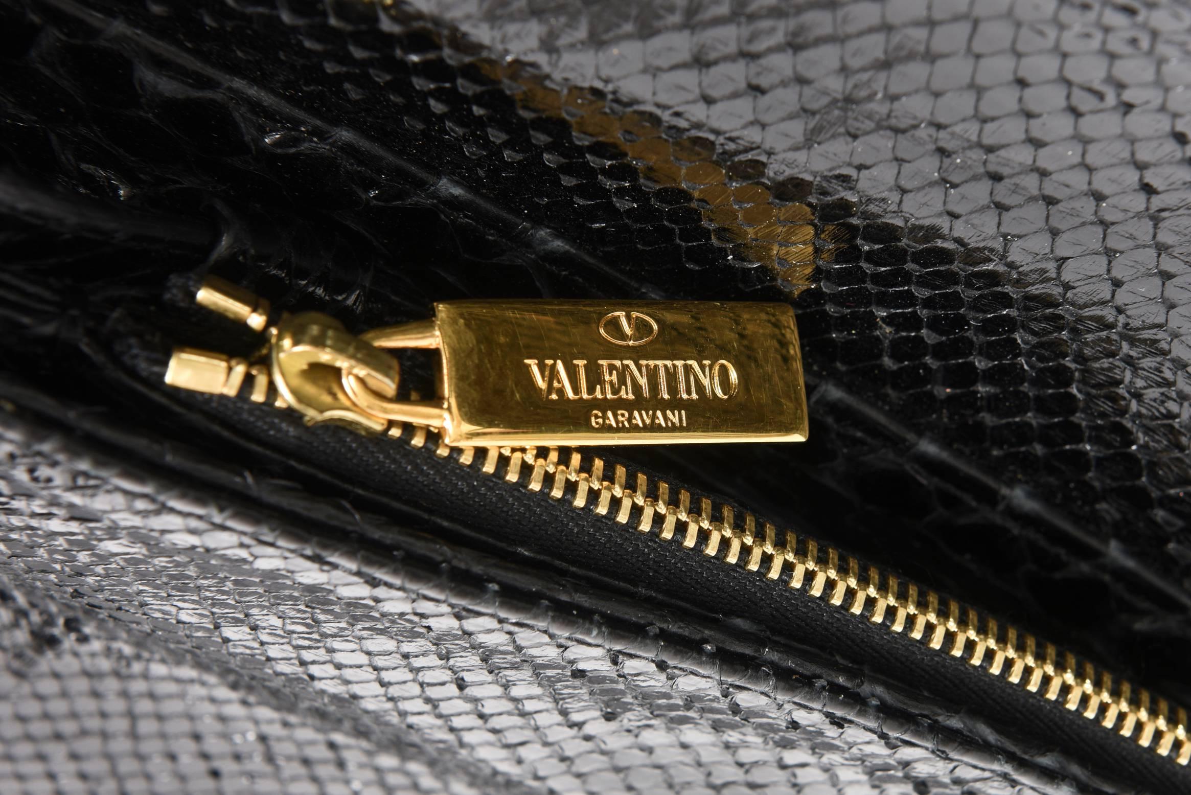  Valentino Black Python Bag Or Clutch For Sale 2