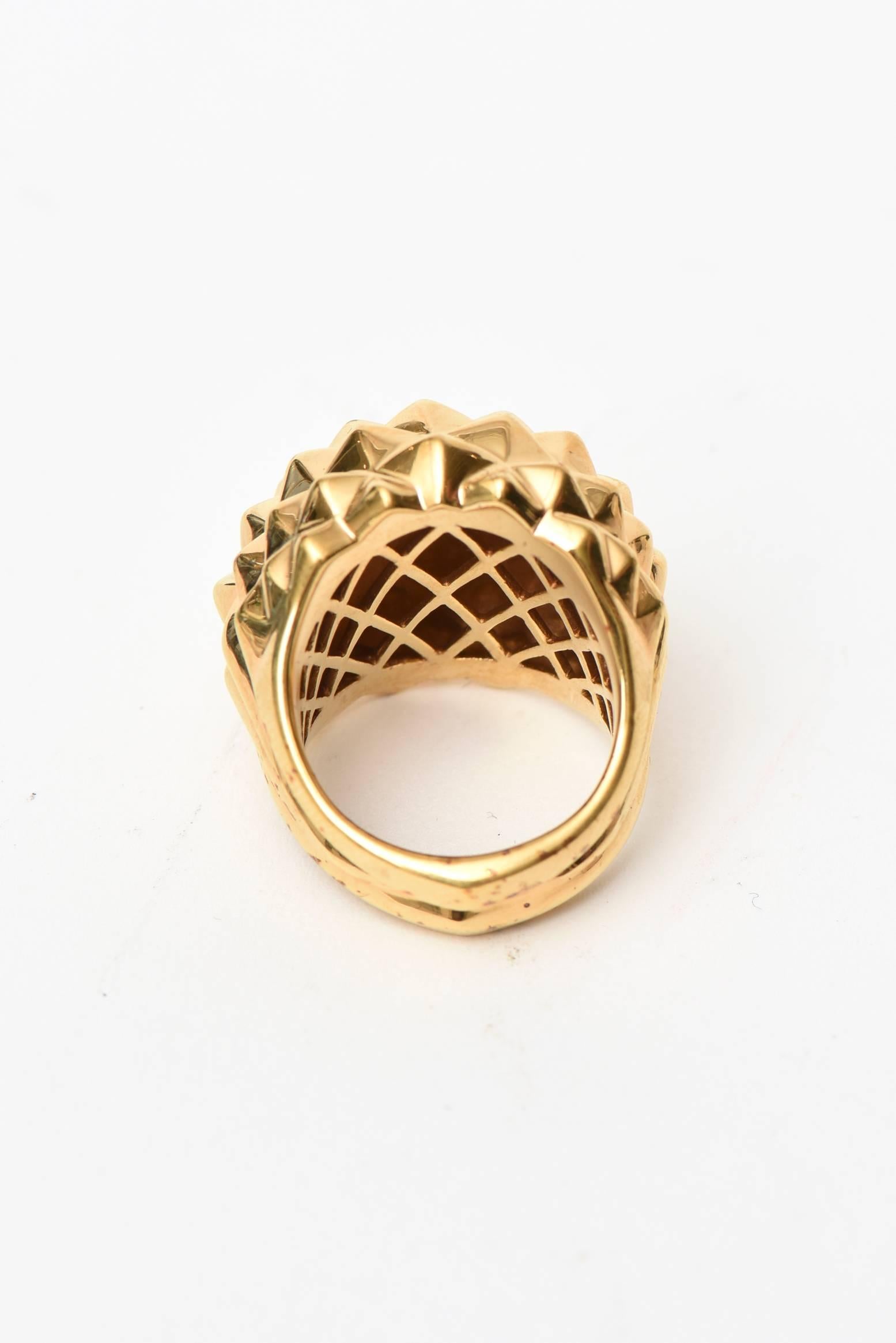 Stephen Webster Gold Plate Over Sterling Silver Stud Dome Ring  In New Condition In North Miami, FL