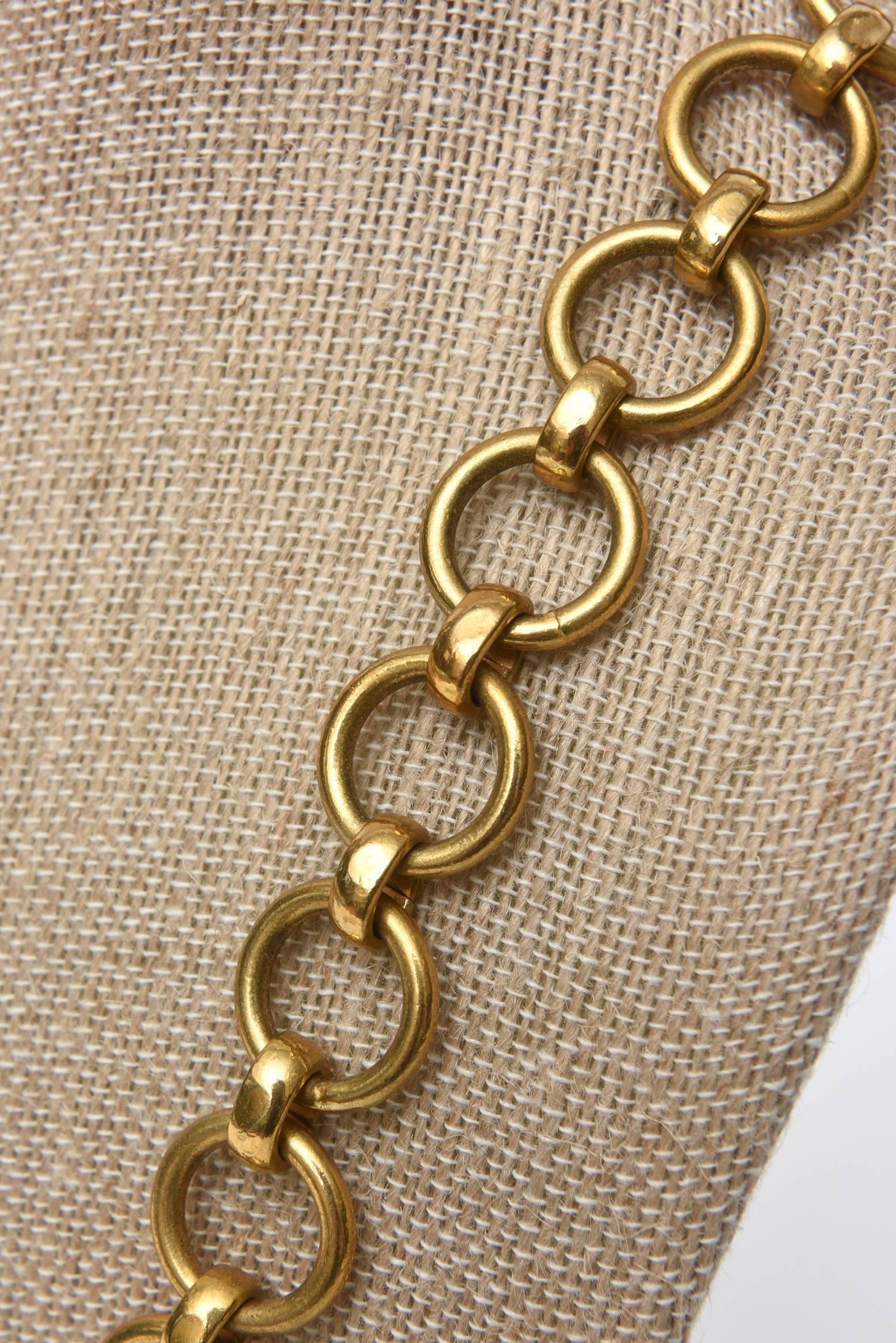Yves Saint Laurent Vintage Long Brass Link Necklace For Sale 1