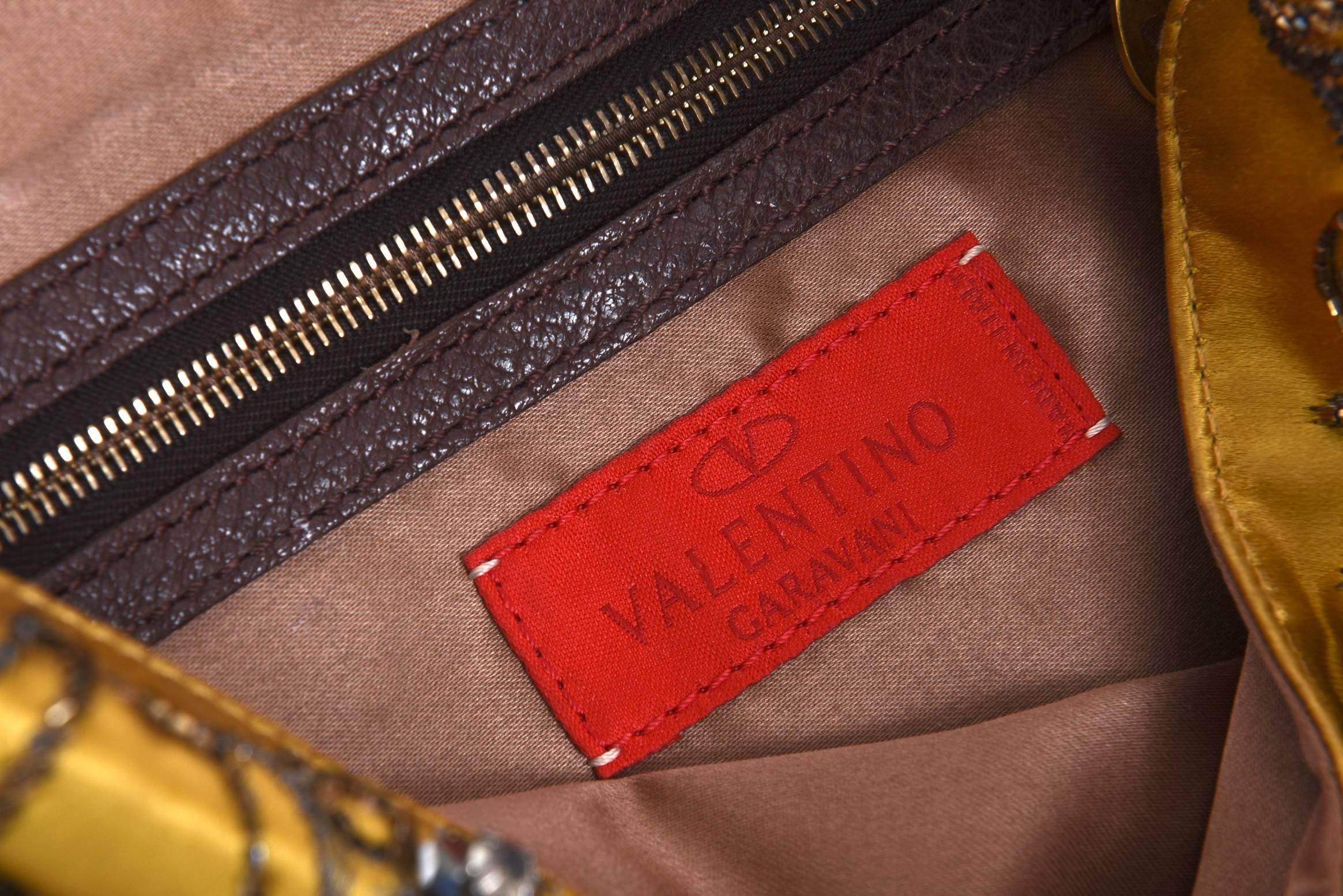 Valentino Silk Satin, Sequined Crystals and Leather Clutch Or Shoulder Bag 2