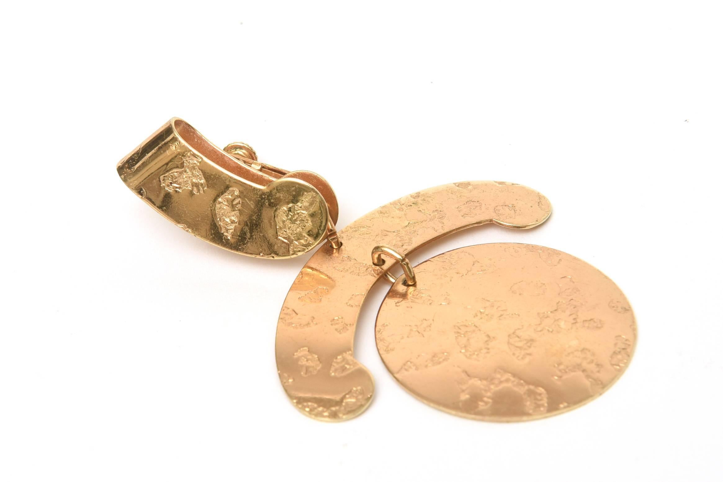 Women's  Napier Gold Plated Clip On Sculptural Earrings Vintage For Sale