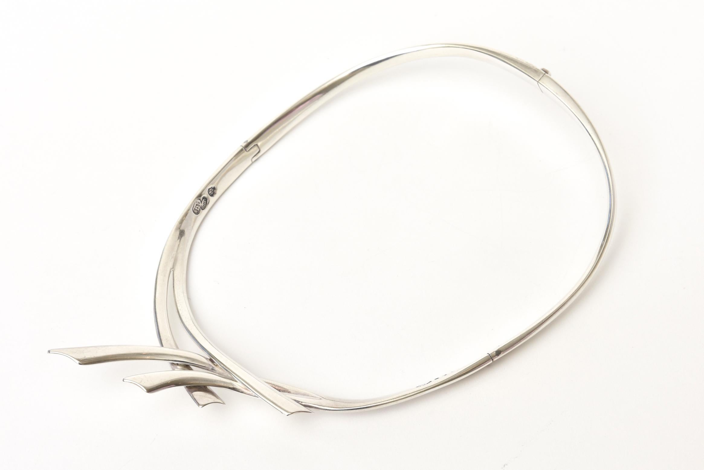  Sigi Pineda Sterling Silver Sculptural Collar Necklace In Good Condition In North Miami, FL