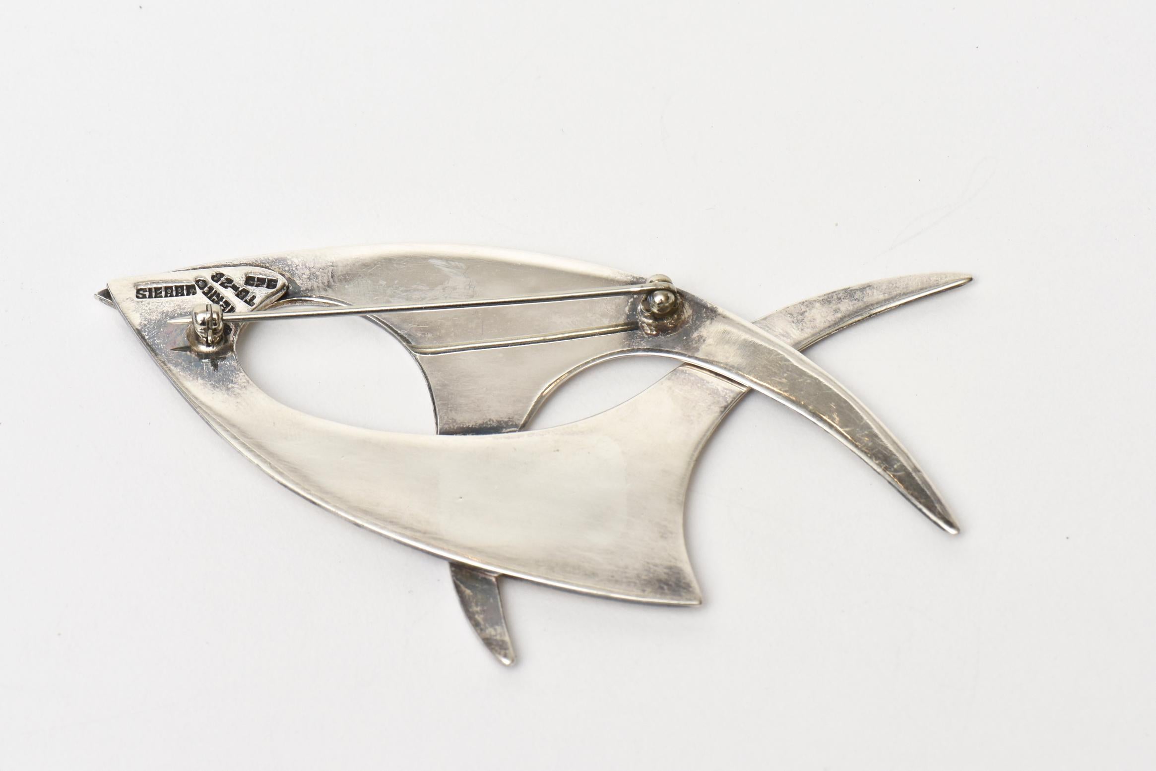 Women's Sterling Silver Vintage Sigi Pineda Hallmarked Modernist Abstract Pin/ Brooch For Sale