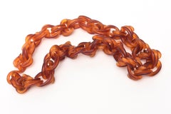 Twisted Amber Brown Lucite Link Necklace Vintage