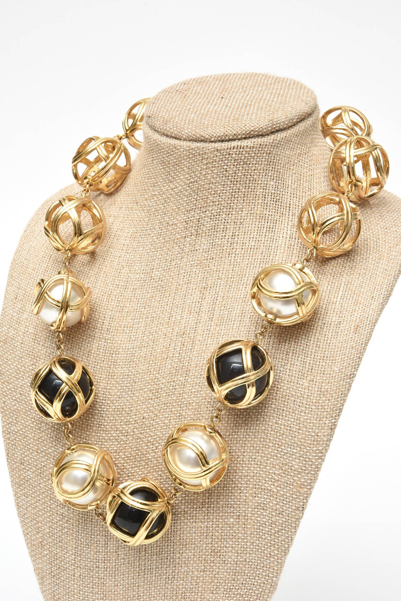 Christian Dior Runway Resin / Faux Pearl / Gold Plated Ball Necklace