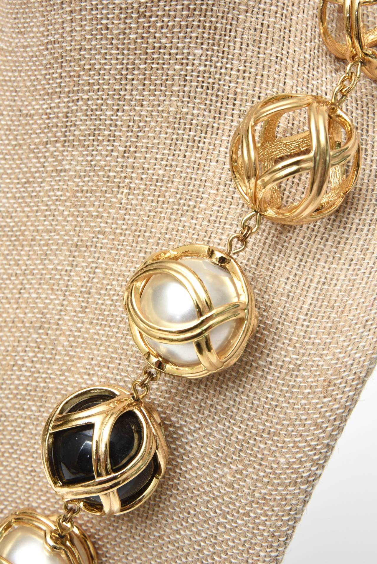 Christian Dior Runway Resin / Faux Pearl / Gold Plated Ball Necklace