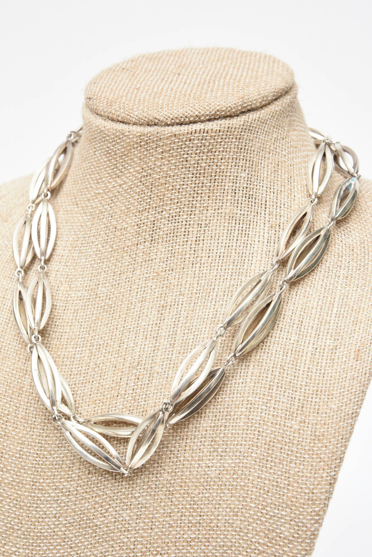Modern   Gucci Sterling Silver Geometric Necklace Vintage