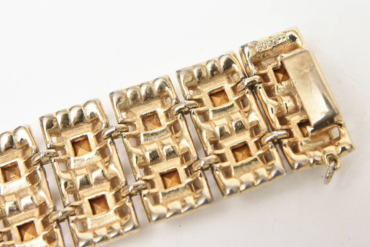 Modern Vintage Signed Henry Bogaff Swarovski Rhinestone Bracelet  For Sale