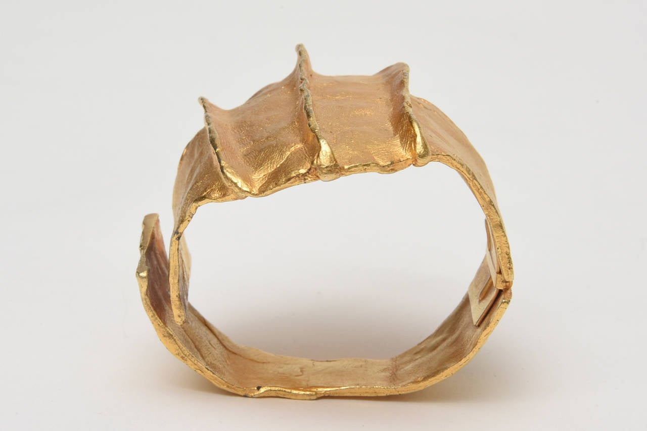  Gold Plated Modernist Cuff Bracelet by Dauplase French 4