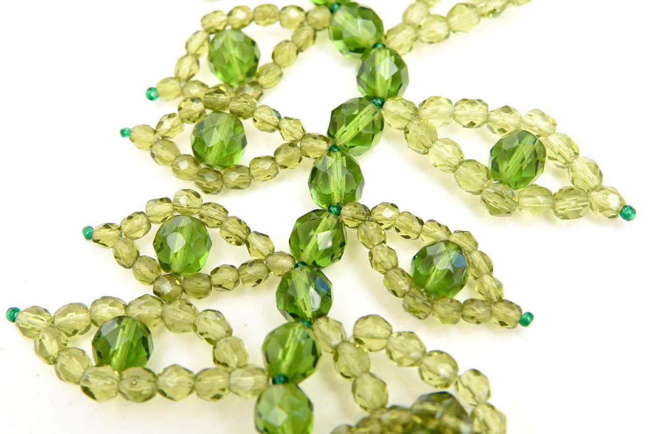 Coppola e Toppo Chartreuse Kelly Green Beaded Wrap Necklace Italian For Sale 1