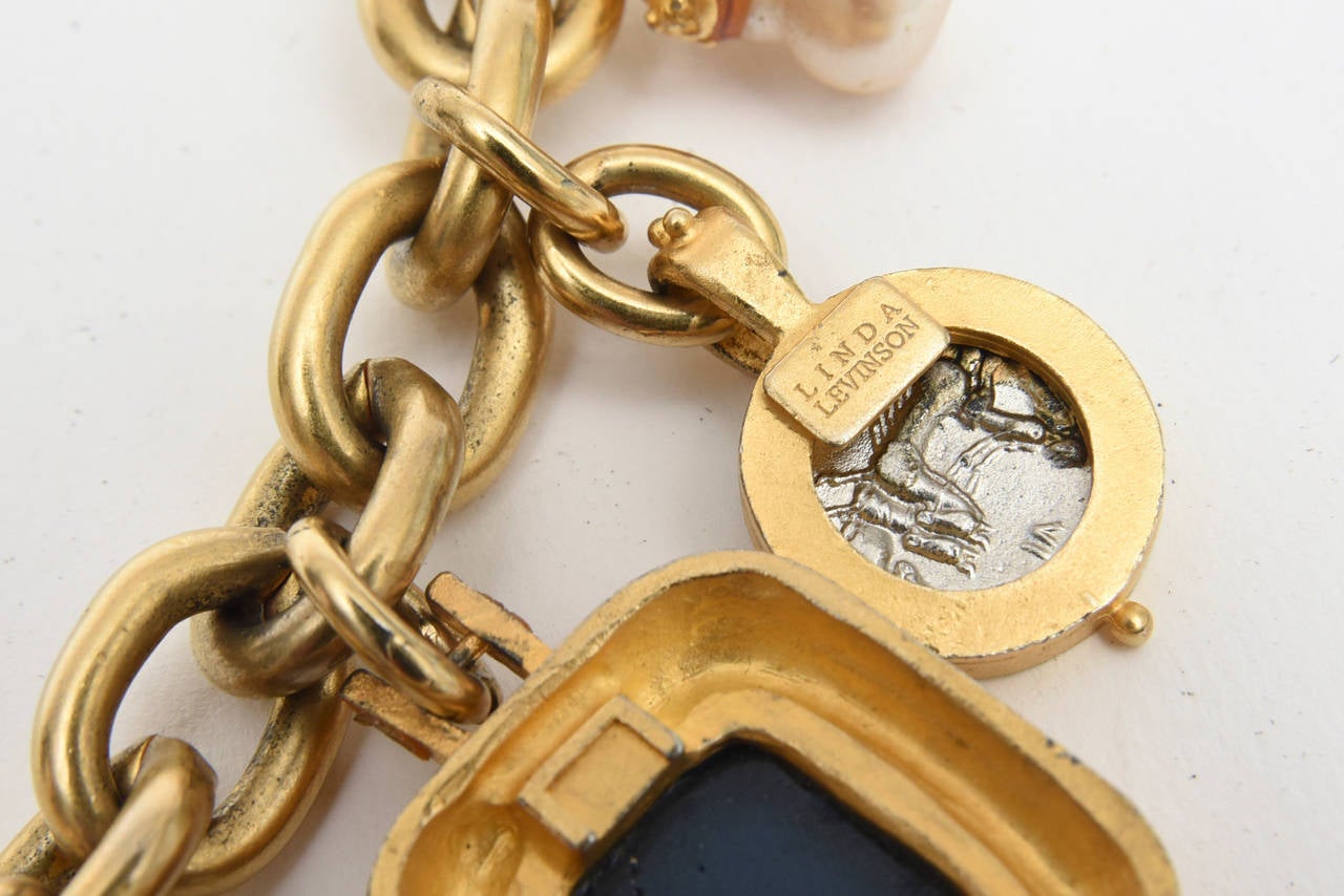 Women's  Custom Designed Linda Levinson Roman Inspired Fab Coin Dangle Chain Necklace