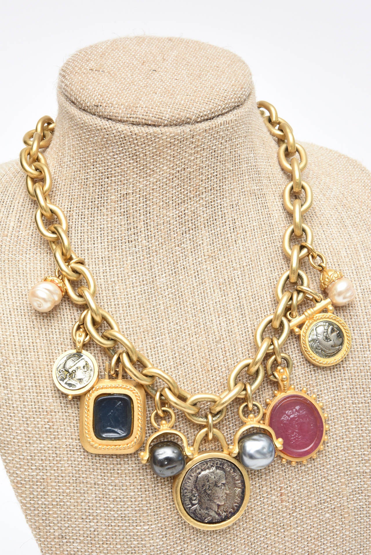  Custom Designed Linda Levinson Roman Inspired Fab Coin Dangle Chain Necklace 1