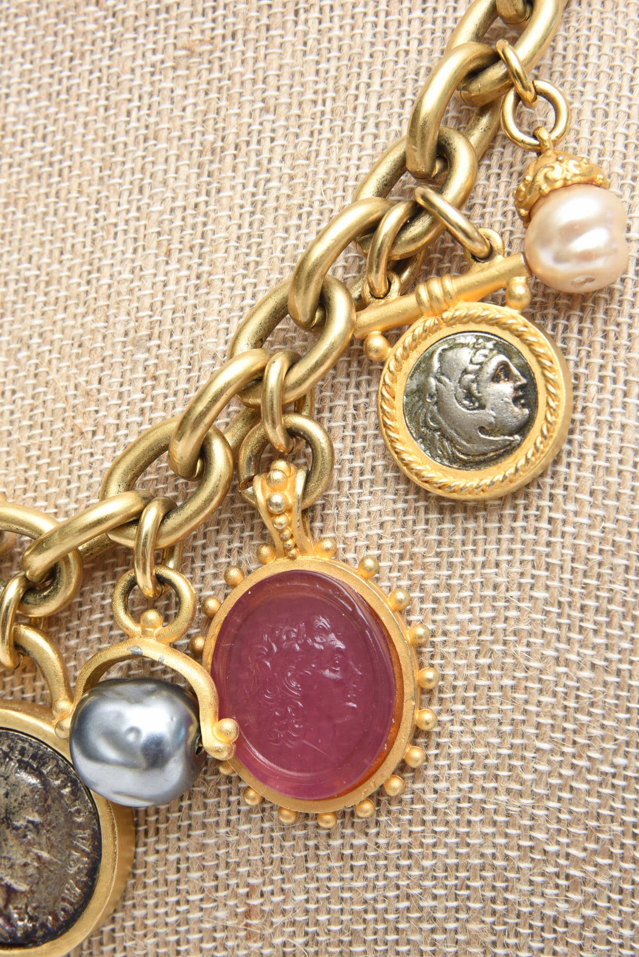  Custom Designed Linda Levinson Roman Inspired Fab Coin Dangle Chain Necklace 2