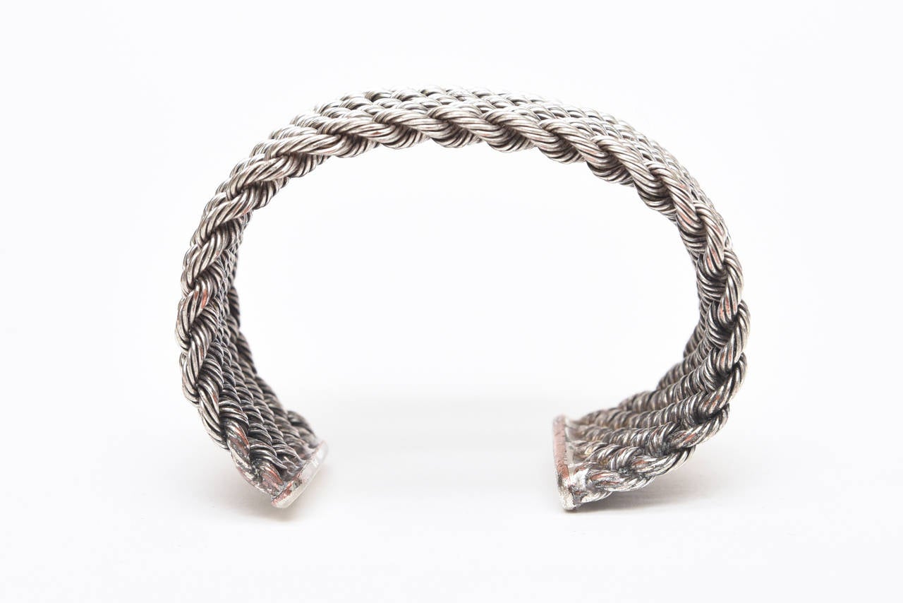 braided silver cuff bracelet