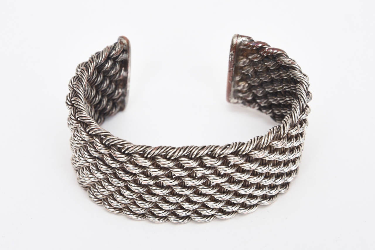 Criss Cross Braided Sterling Silver Cuff Bracelet For Sale at 1stDibs ...