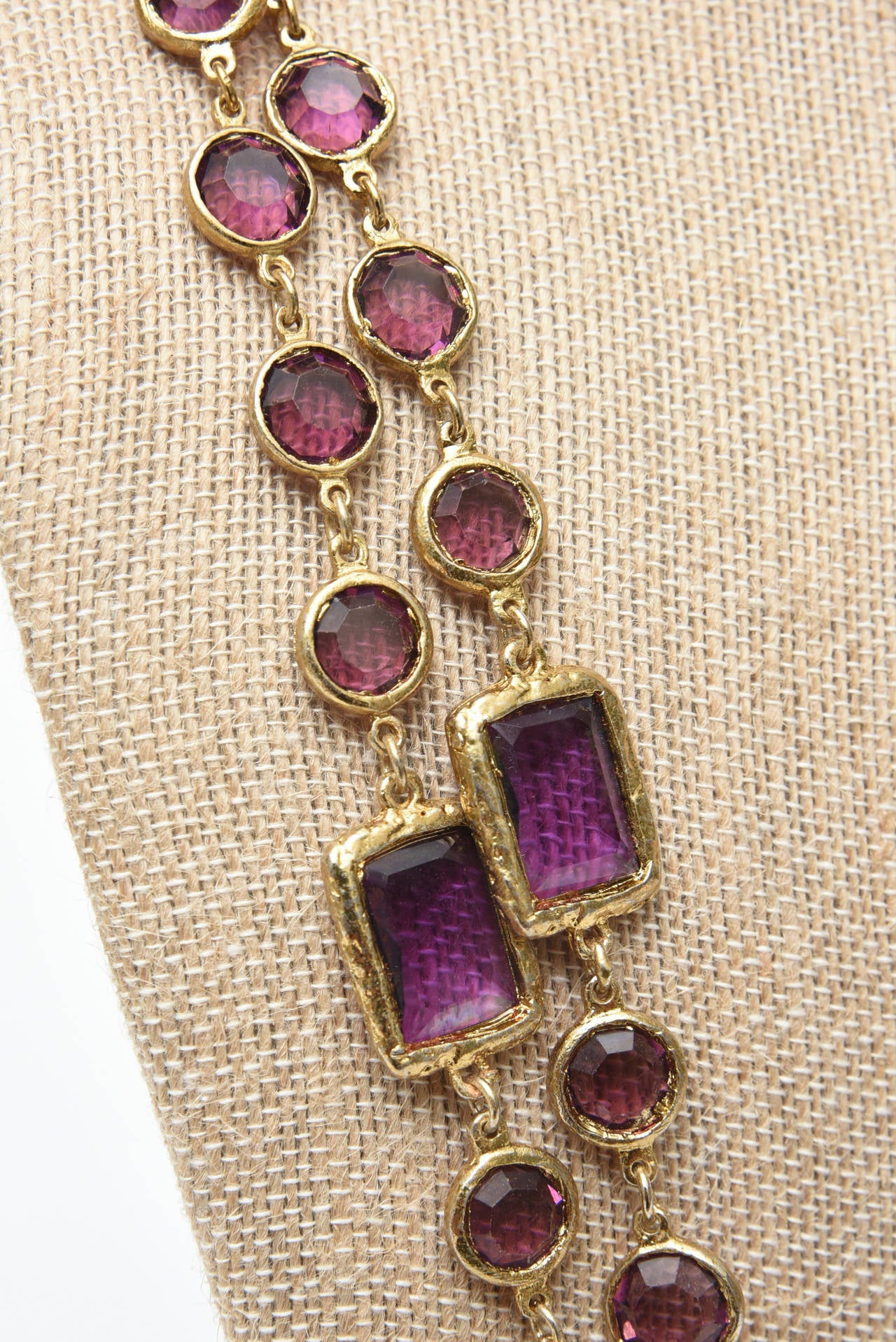 Women's Chanel Purple Glass and Brass Chicklet Necklace