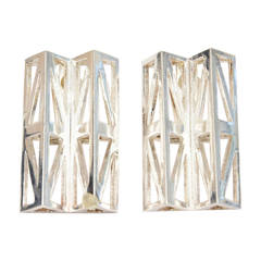 French Geometric & Sculptural Claude Montana Silver-Plate Runway Earrings 3
