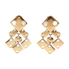 Pair of Signed Paco Rabanne Sculptural Cut Out Geometric Earrings 5