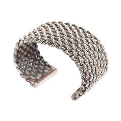 Criss Cross Braided Sterling Silver Cuff Bracelet 6