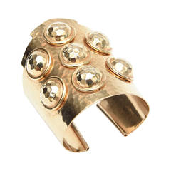 Hand Hammered Sculptural Wide Brass Cuff Bracelet 12