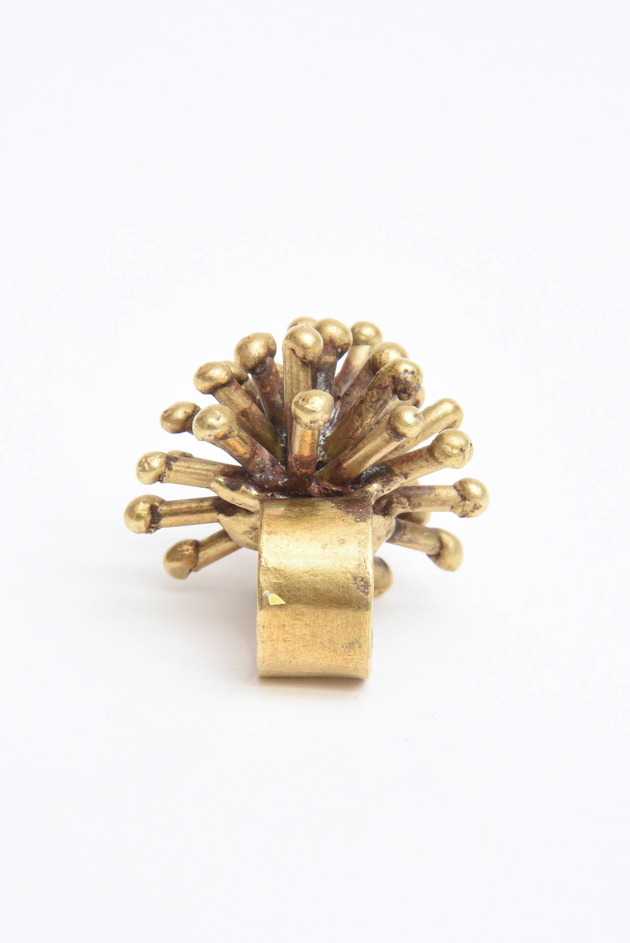 Women's Bronze Studio Sputnik Starburst Sculptural Ring Attributed to Pal Kepenes For Sale