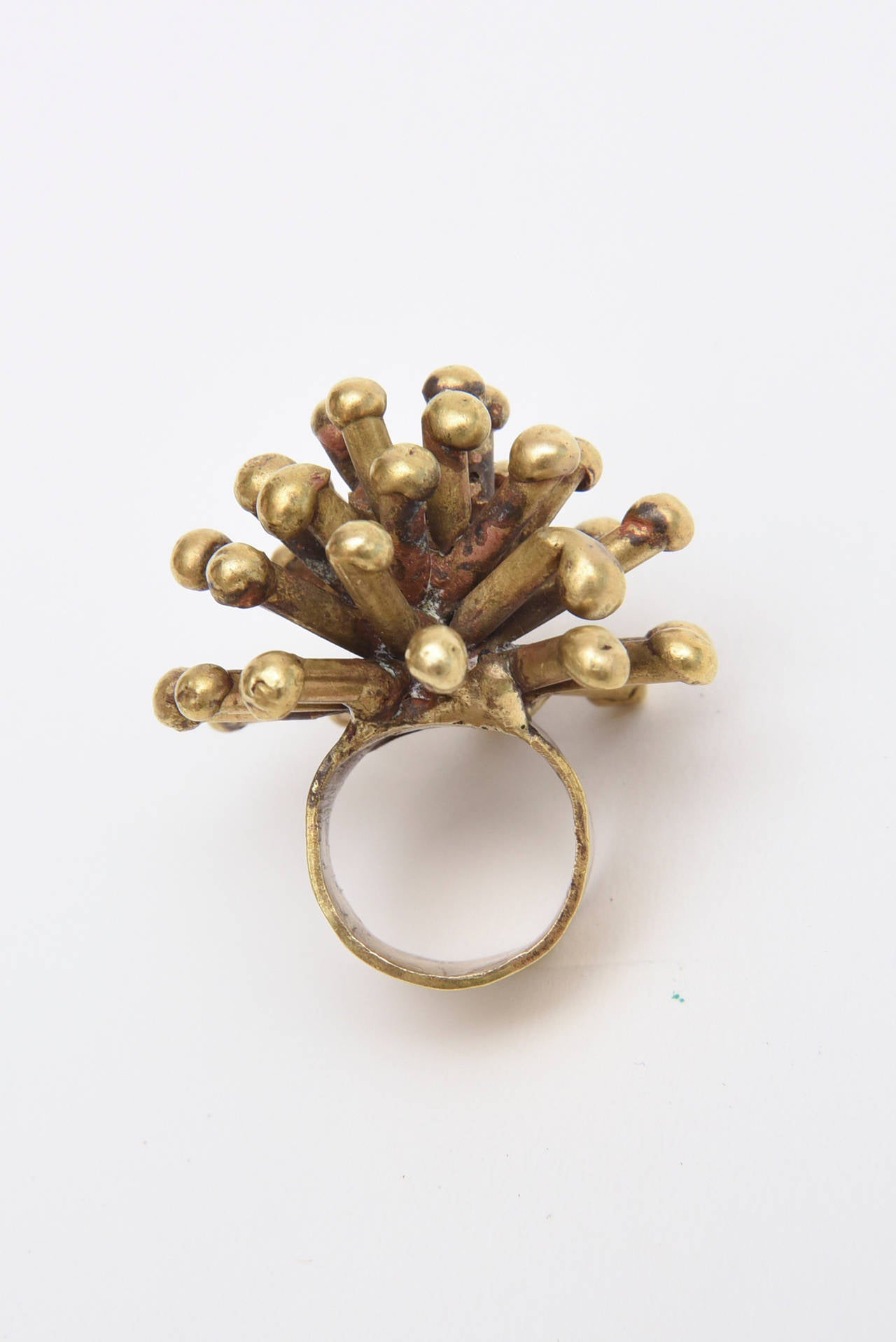 Bronze Studio Sputnik Starburst Sculptural Ring Attributed to Pal Kepenes For Sale 2