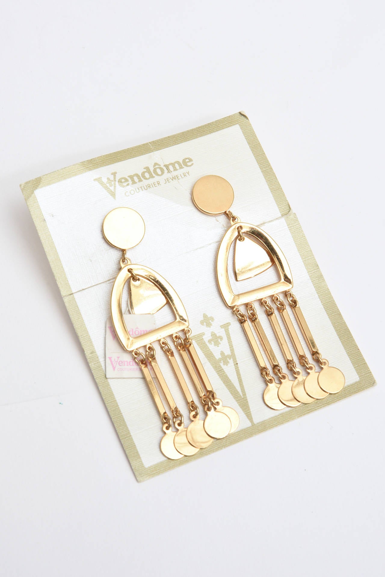   Vendome Vintage  Moderne Gold Plated Dangle Screw Back Earrings For Sale 1