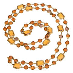 Chanel Chicklet Amber Glass and Brass Necklace