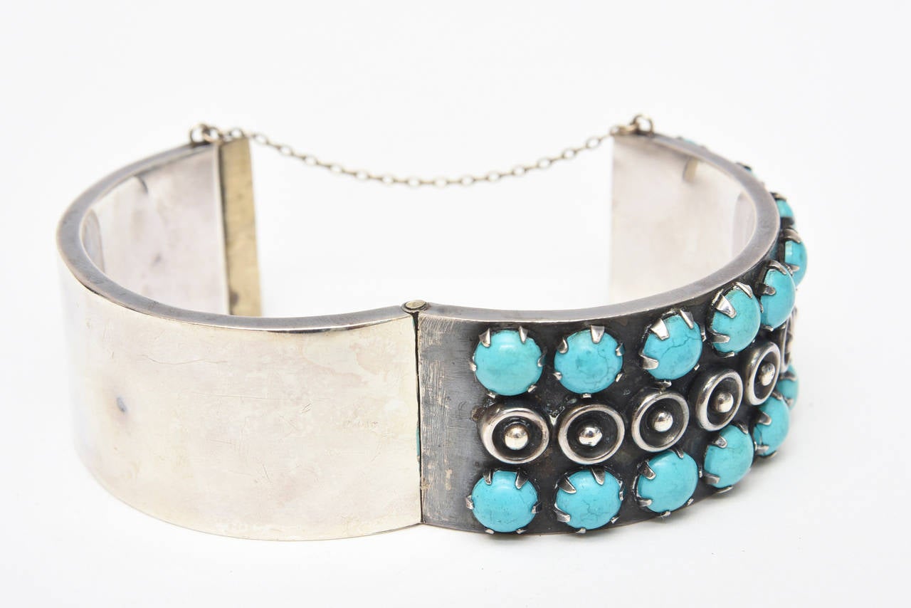 Women's Sterling Silver and Turquoise Cuff Bracelet Vintage