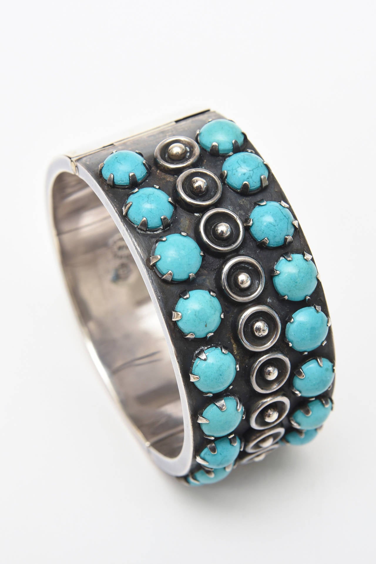 Sterling Silver and Turquoise Cuff Bracelet Vintage 2