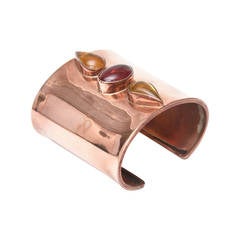 Fabulous Artisan Cooper and Glass Stones Cuff 8