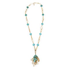 Hattie Carnegie Turquoise Tassled Necklace 10