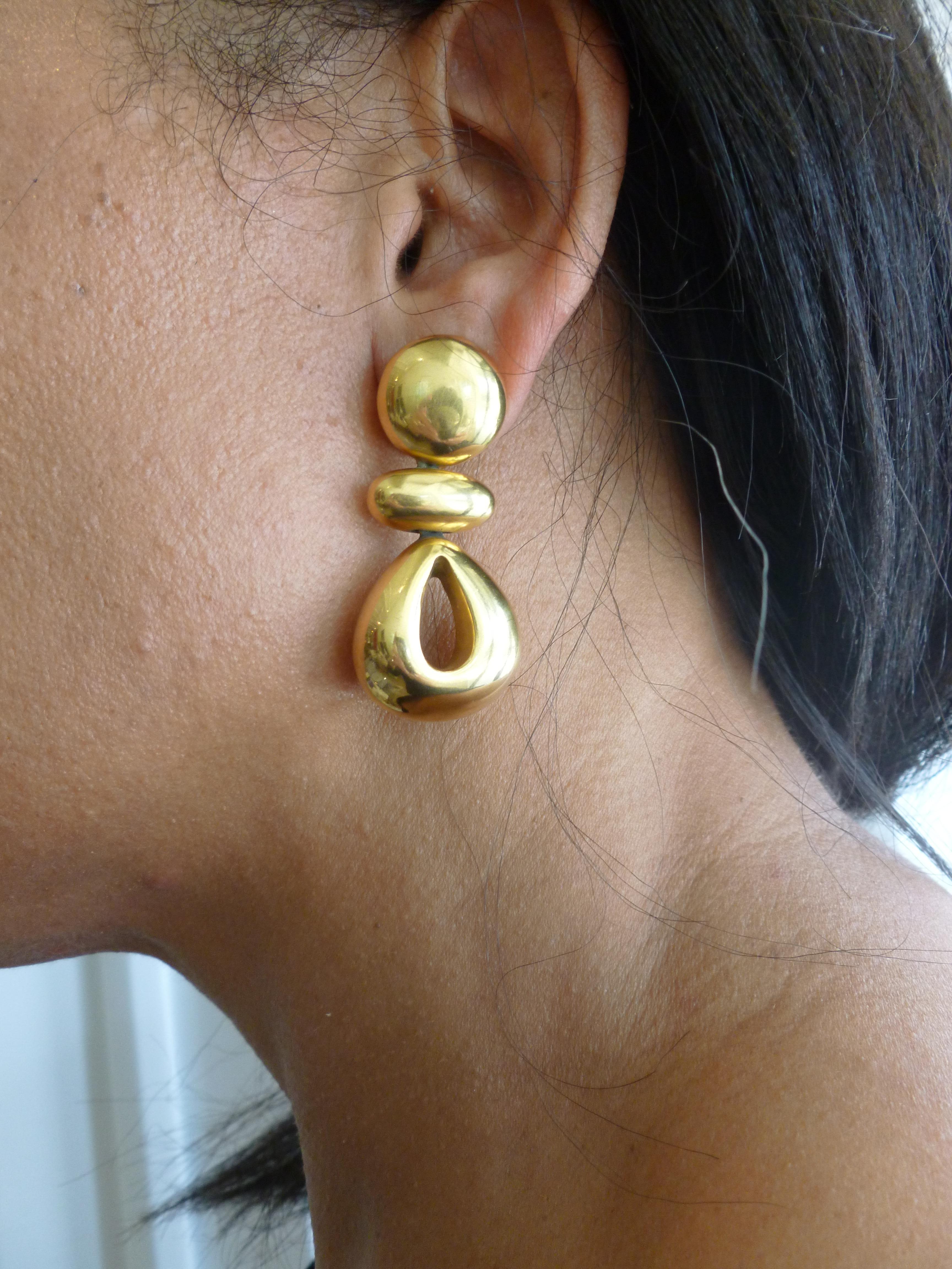 Steven Vaubel Geometric Sculptural Clip On Dangle Earrings Vintage 4