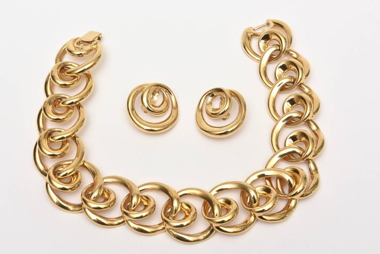 Stunning Givenchy Chic Link Overlay Collar Necklace and Earrings Set