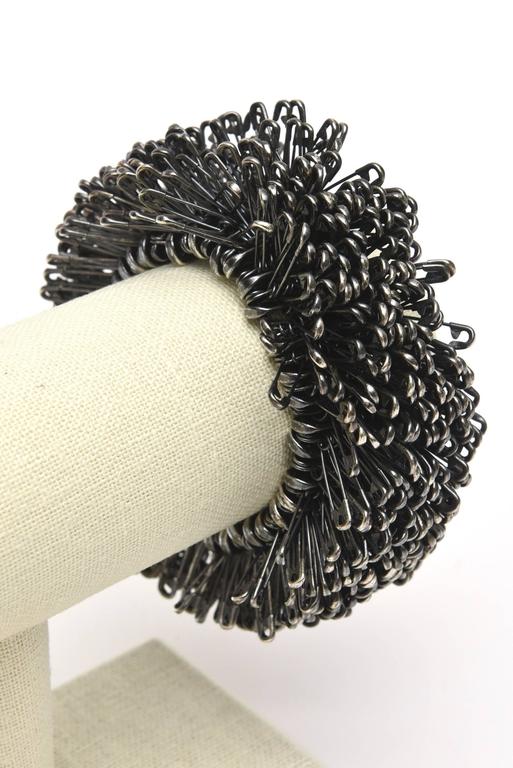 Clemente Heugel Signed French Safety Pin Cuff Bracelet at 1stDibs