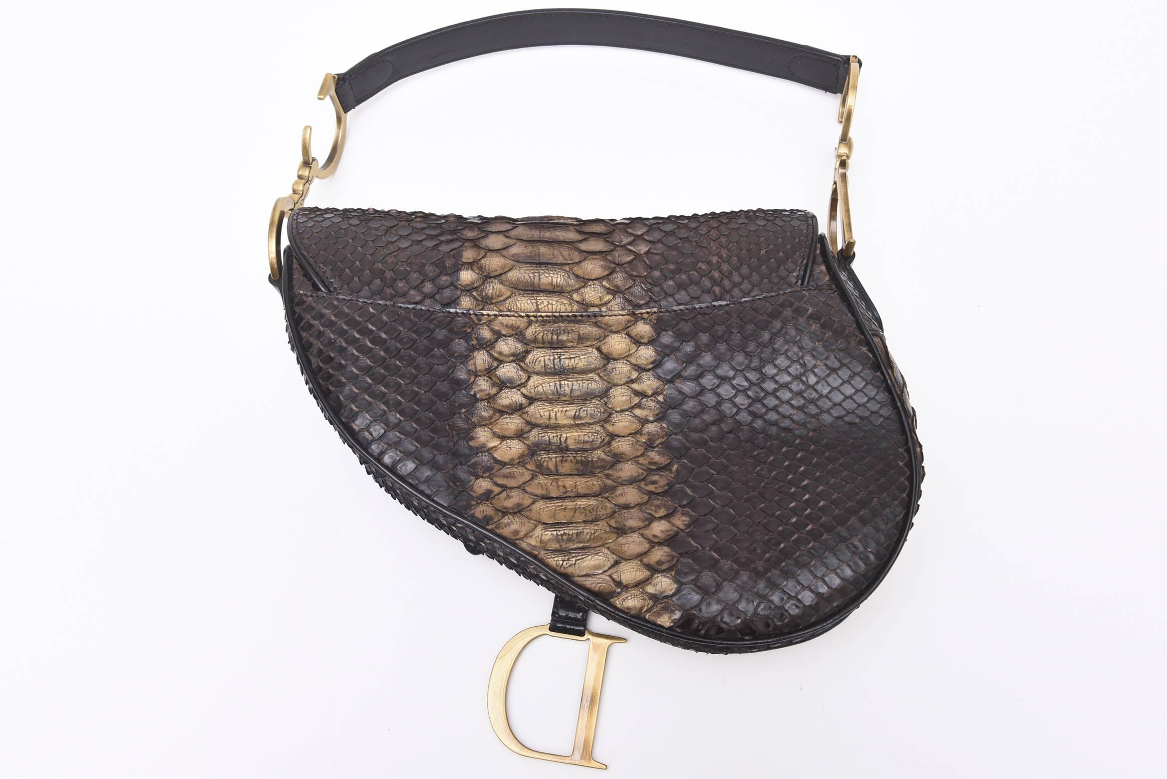 Early Limited Edition John Galliano for Christian Dior Python Saddle Bag / SALE 2