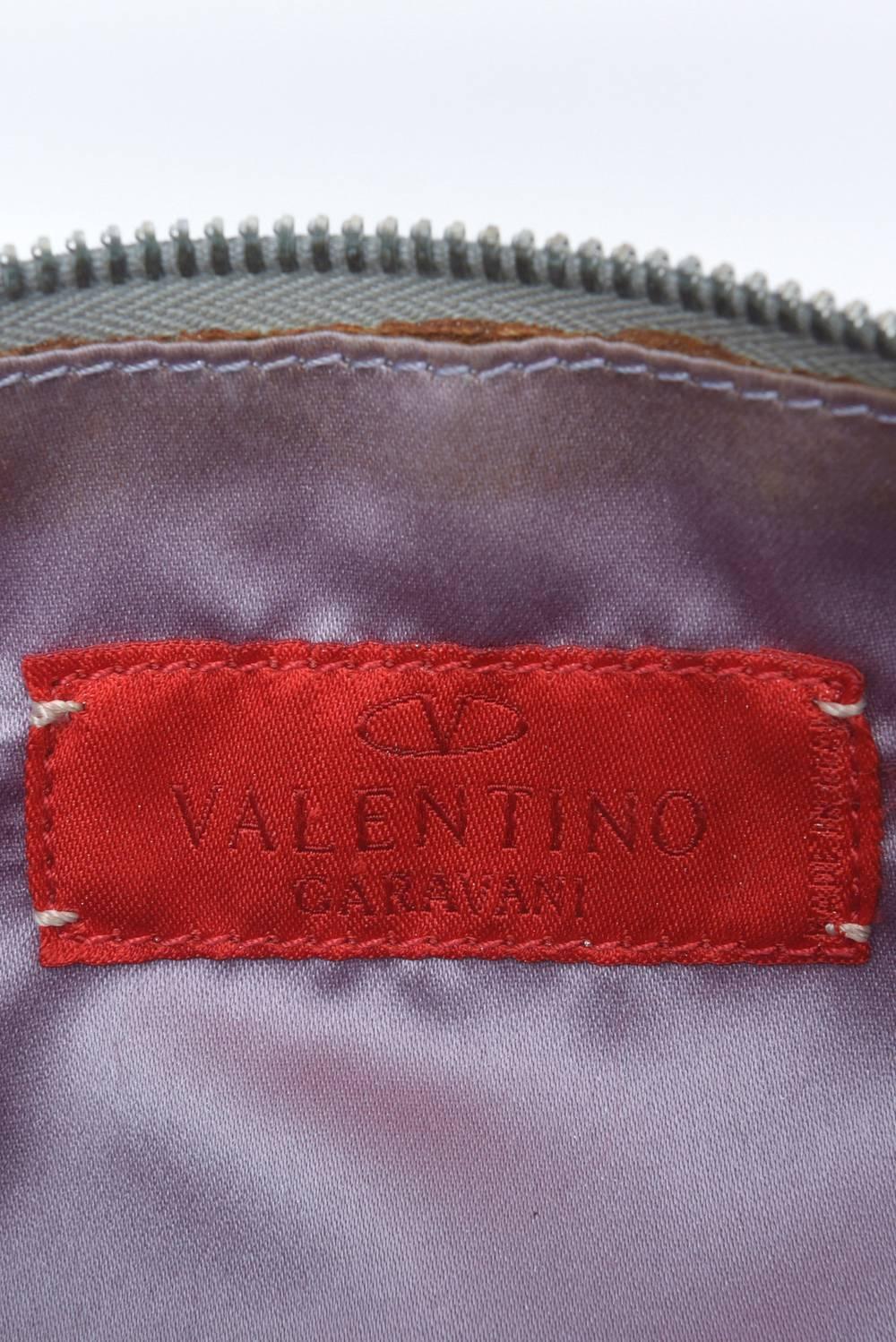 Hallmarked Valentino Silver Lambskin Handbag with Rhinestone Butterfly 1