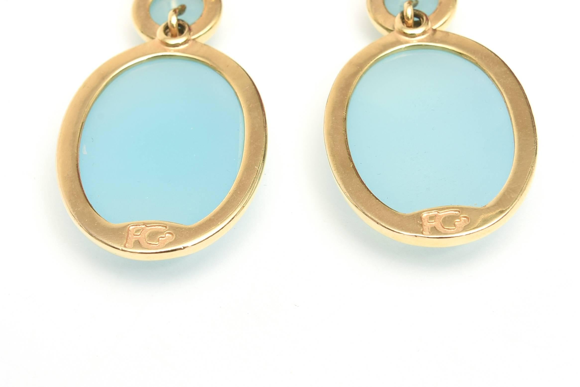 Set of Cabochon Chalcedony 24 Gold Plated Bracelet and Earrings SAT. SALE 3