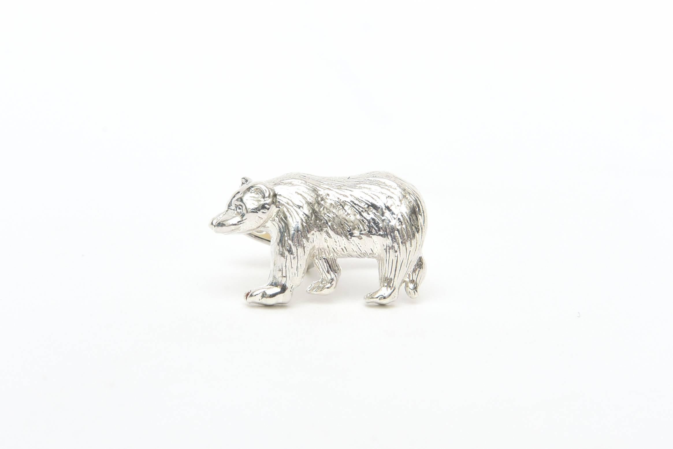 Modern  Sterling Silver Bull & Bear Cufflinks