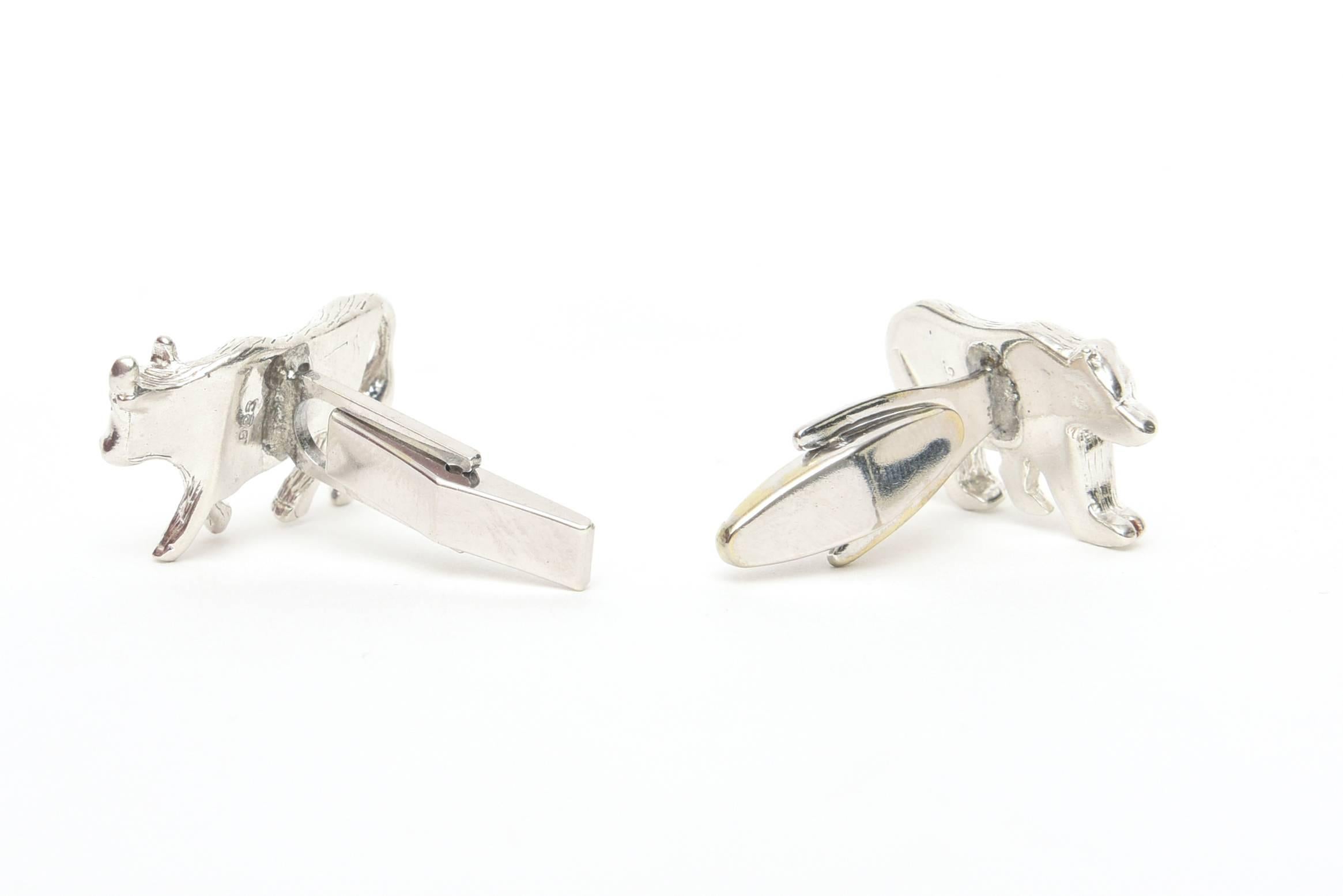  Sterling Silver Bull & Bear Cufflinks 1