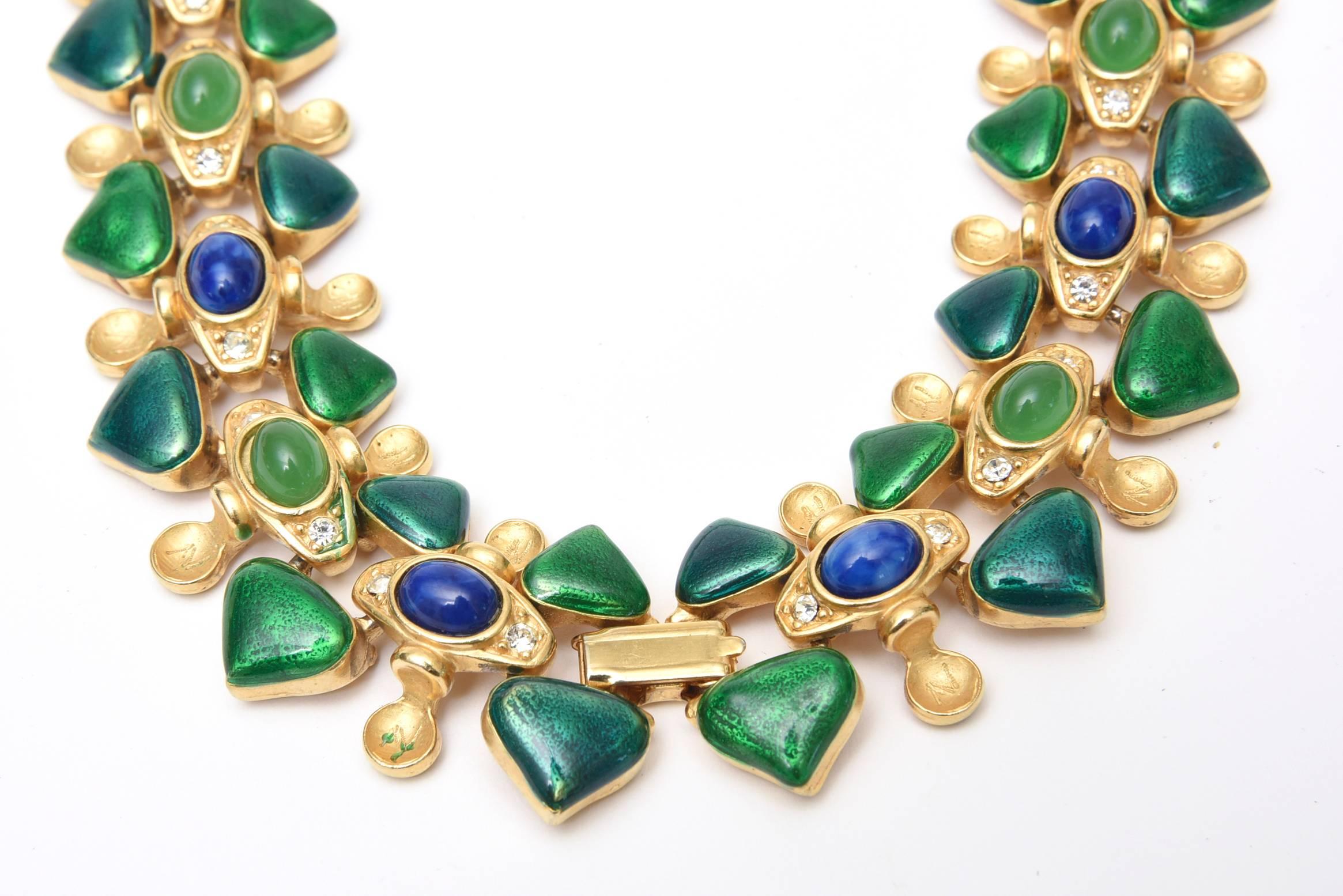 Stunning Napier Enameled Collared Necklace In Excellent Condition In North Miami, FL