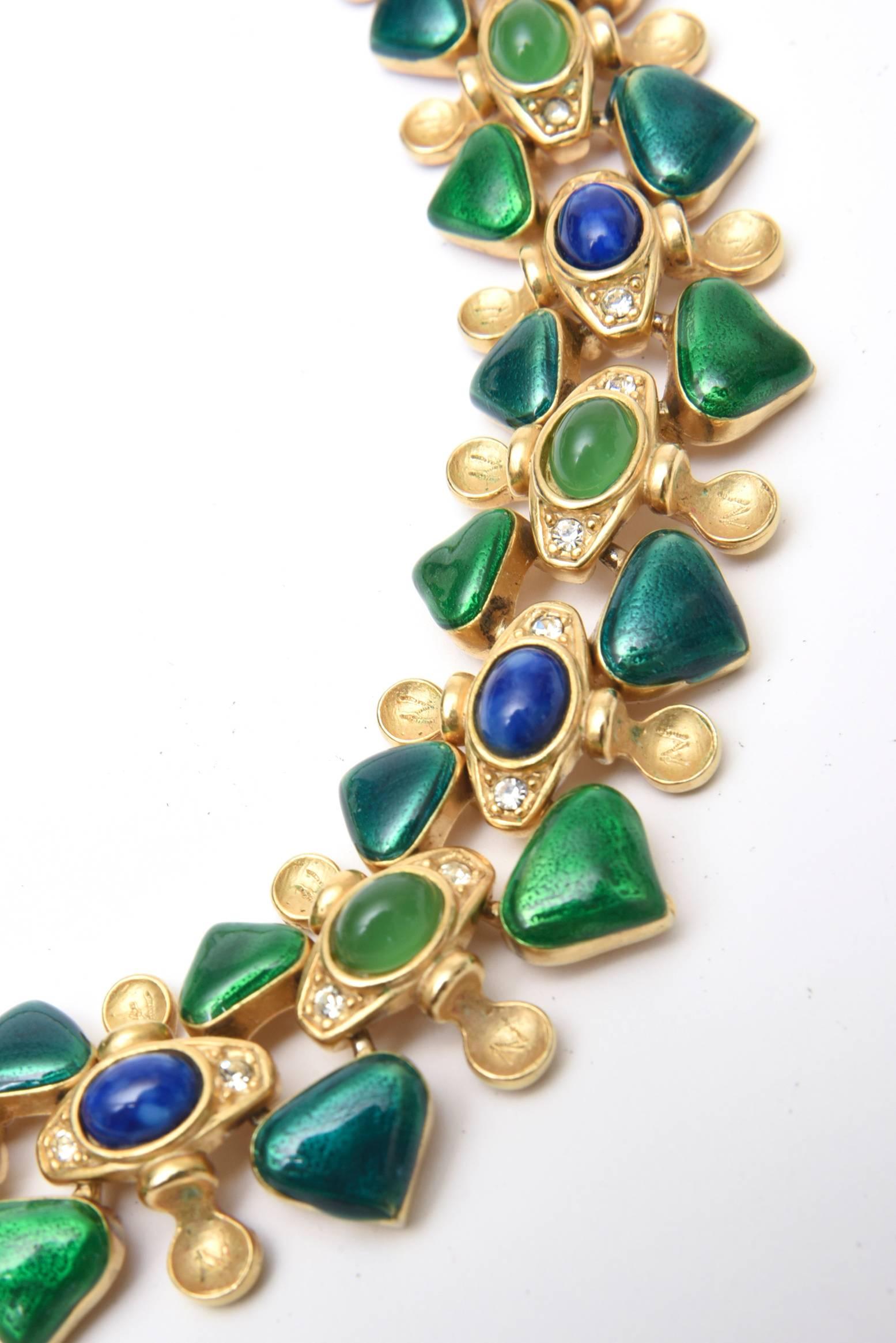 Byzantine Stunning Napier Enameled Collared Necklace