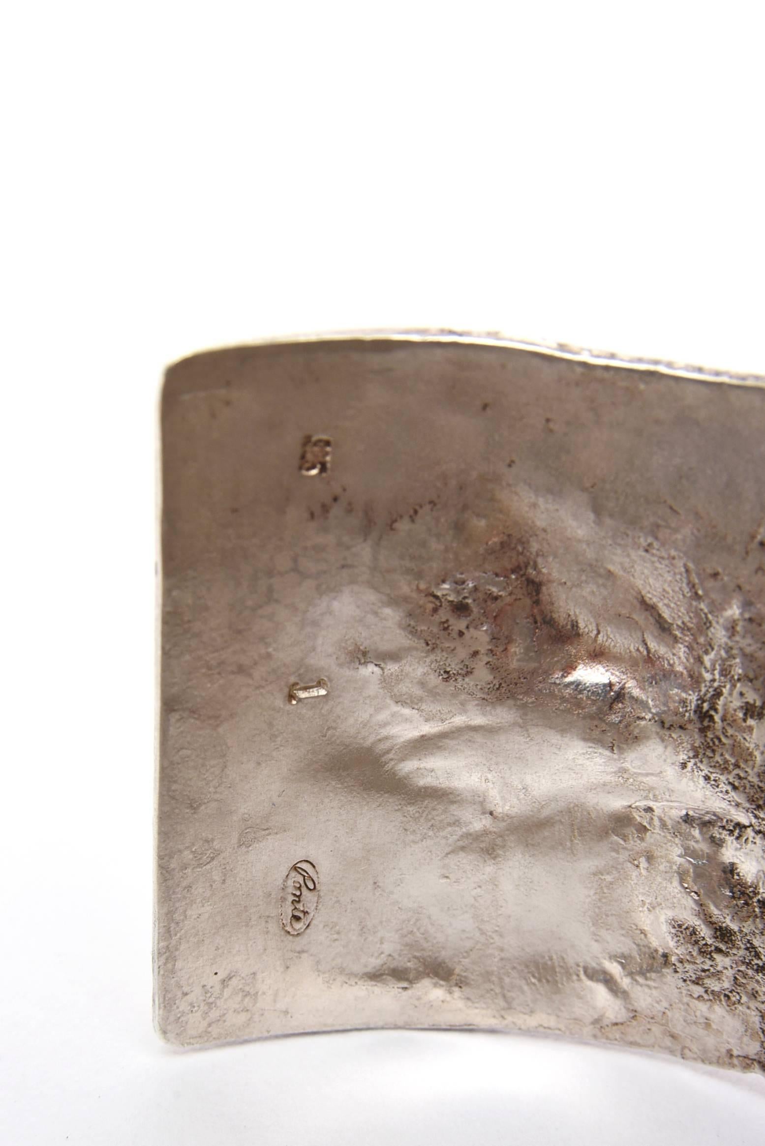 Italian Sterling Silver Cut Out Cuff Bracelet  For Sale 2