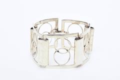 Pulsera Modernista de Eslabones Geométricos de Plata de Ley Italiana
